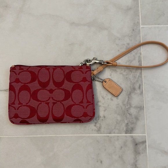 Vintage Red Coach Wristlet with Box - Picture 3 of 7